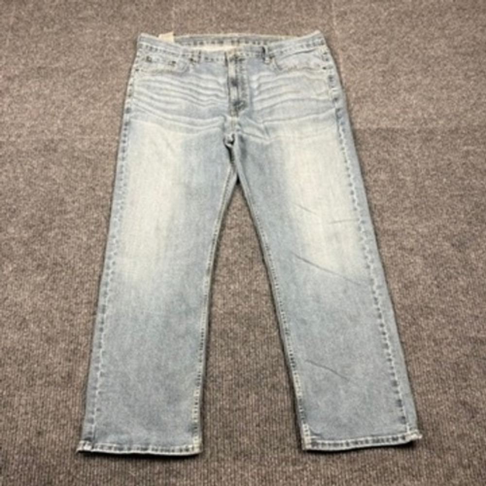Levi Strauss Signature S61 Mens Relaxed Straight Jeans Light Wash Blue 40x30